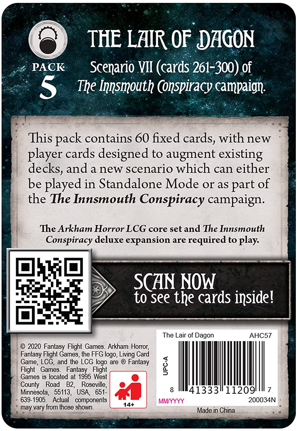 Arkham Horror : The Card Game - The Lair of Dagon Mythos Pack